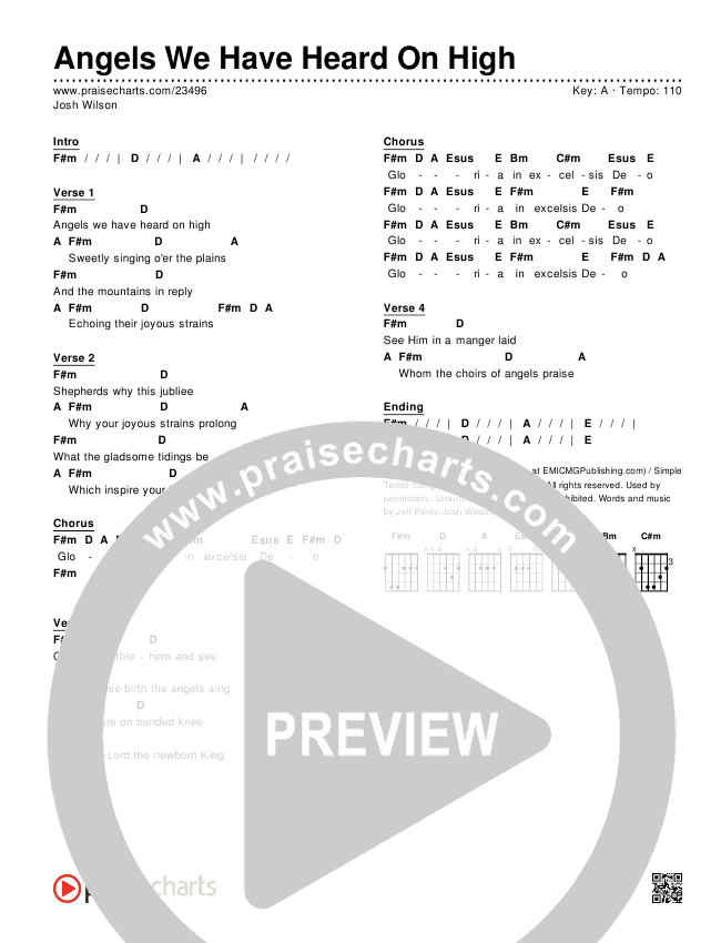 Angels We Have Heard On High Chords & Lyrics (Josh Wilson)