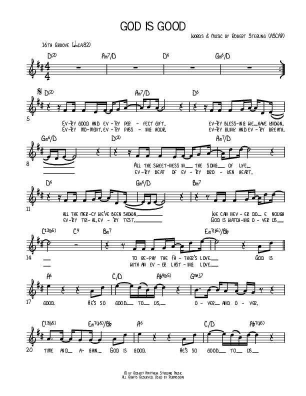 God Is Good Sheet Music Version (Robert Sterling)
