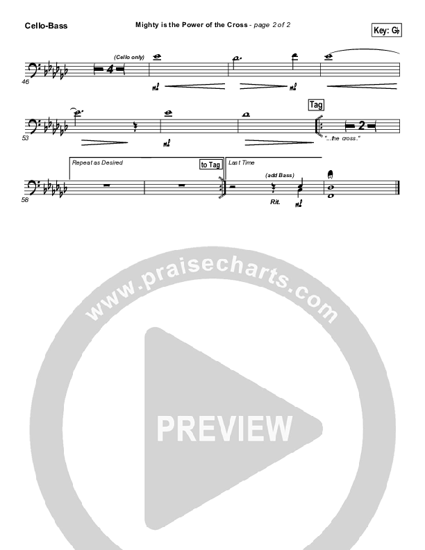Mighty Is The Power Of The Cross Cello/Bass (Chris Tomlin)