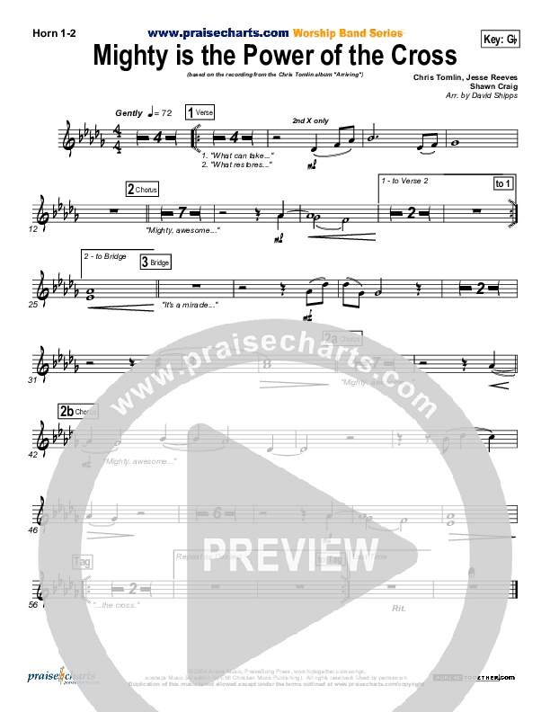 Mighty Is The Power Of The Cross French Horn 1/2 (Chris Tomlin)