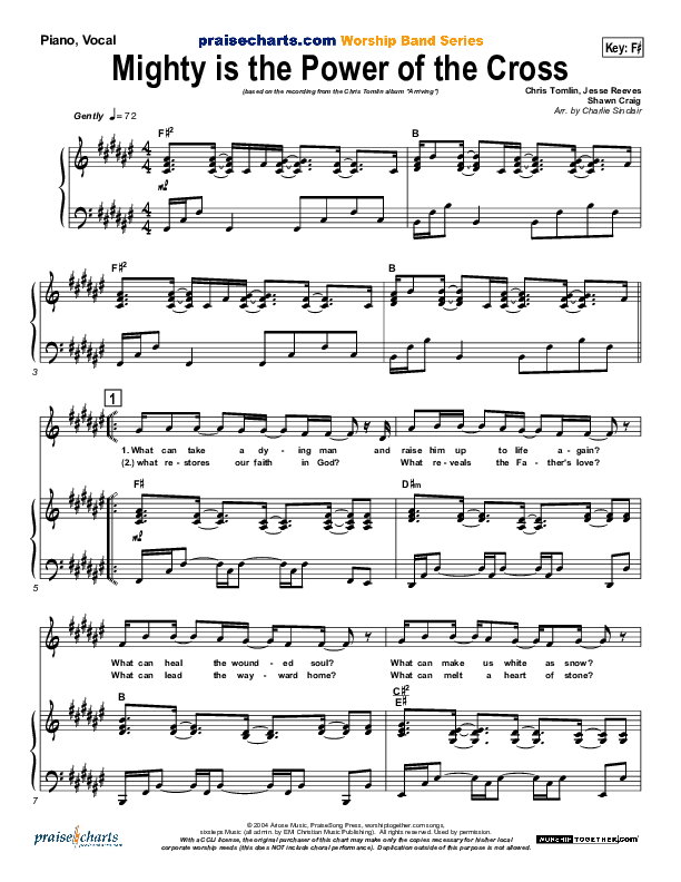 Mighty Is The Power Of The Cross Piano/Vocal (Chris Tomlin)