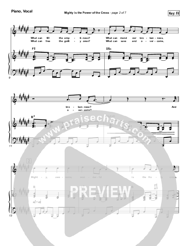 Mighty Is The Power Of The Cross Piano/Vocal (Chris Tomlin)