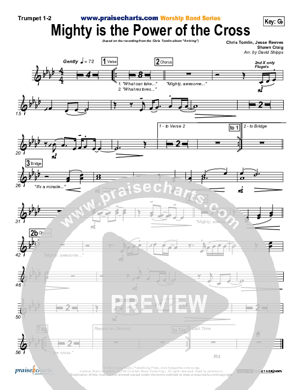 Mighty Is The Power Of The Cross Trumpet 1,2 (Chris Tomlin)