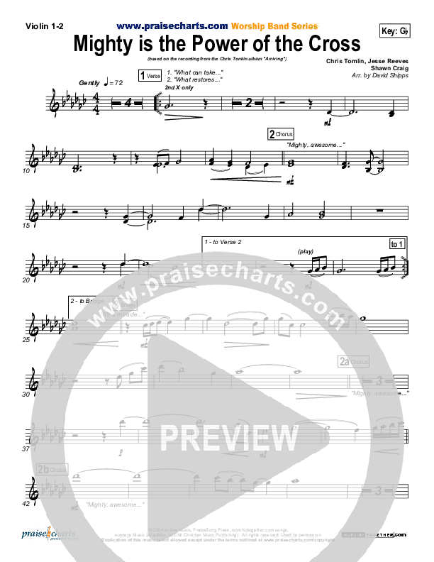 Mighty Is The Power Of The Cross Violin 1/2 (Chris Tomlin)