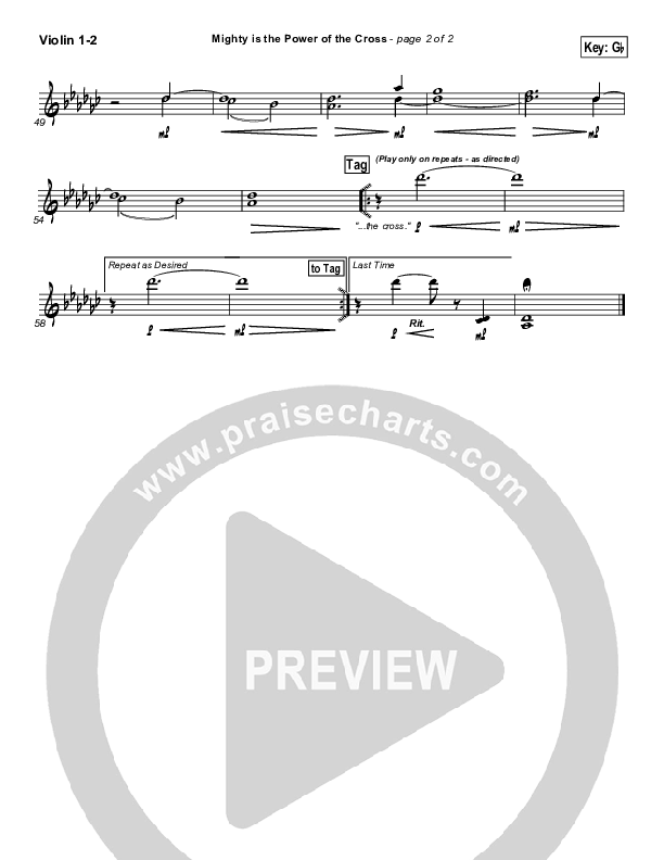 Mighty Is The Power Of The Cross Violin 1/2 (Chris Tomlin)