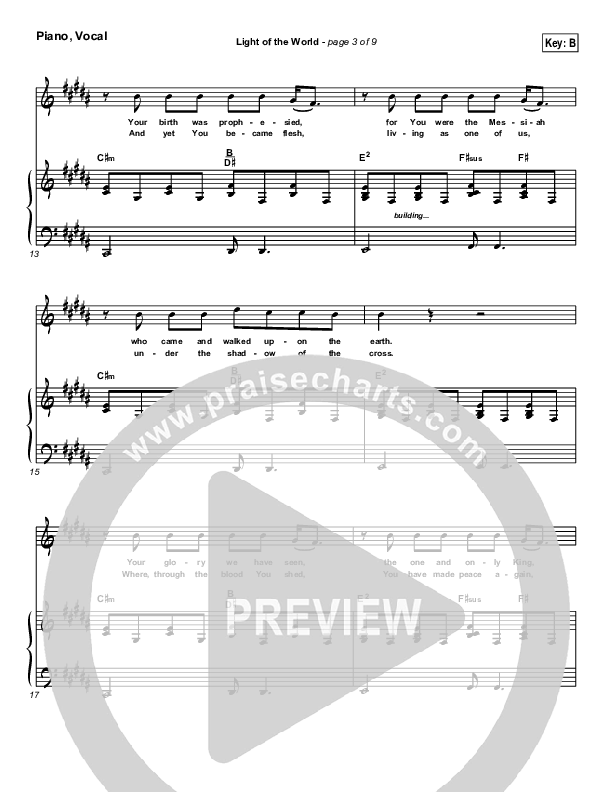 Light Of The World Piano/Vocal (SATB) (Matt Redman)