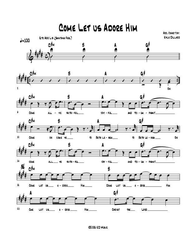 Come Let Us Adore Him Lead Sheet (Kyle Dillard / Lake Forest Church Band)