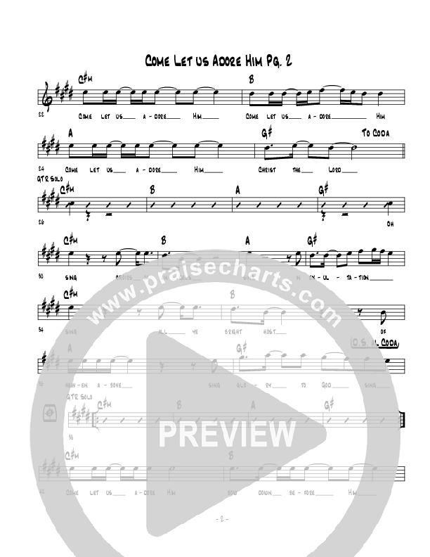 Come Let Us Adore Him Lead Sheet (Kyle Dillard / Lake Forest Church Band)