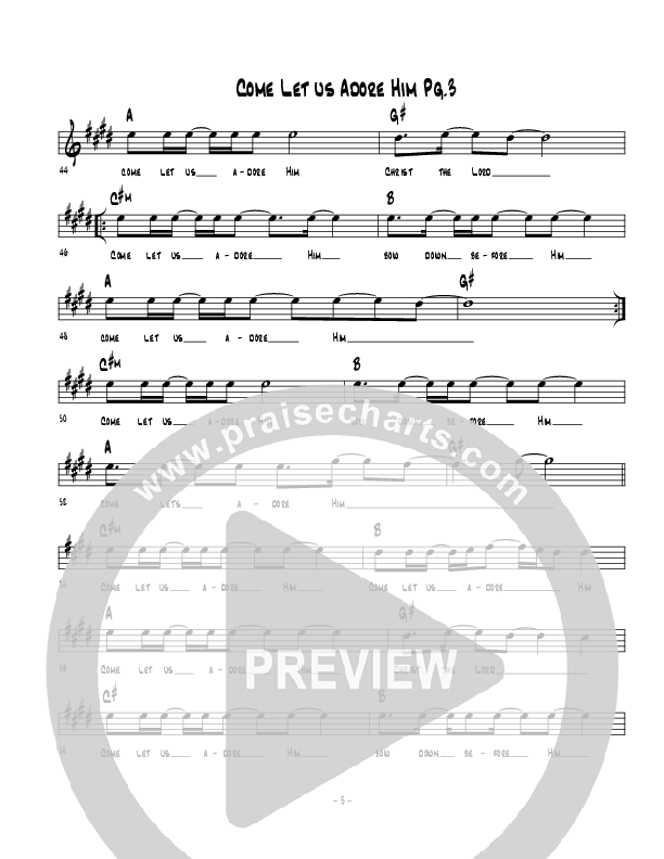 Come Let Us Adore Him Lead Sheet (Kyle Dillard / Lake Forest Church Band)