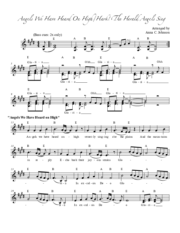 Angels We Have Heard On High (with Hark The Herald Angels Sing) Lead Sheet (The Anna Johnson Band)