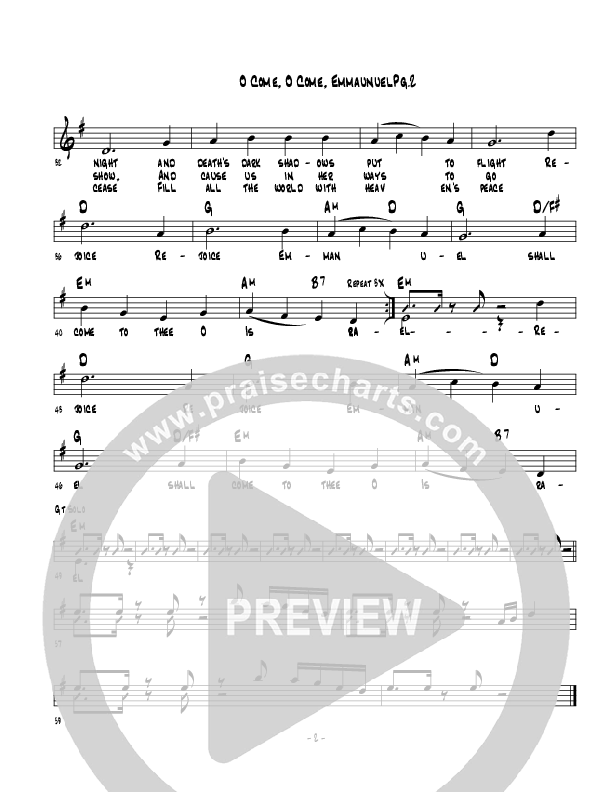 O Come O Come Emmanuel Lead Sheet (Kyle Dillard / Lake Forest Church Band)