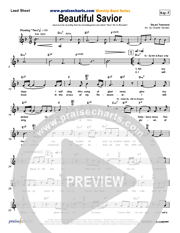 Beautiful Savior Lead Sheet (Tim Hughes)