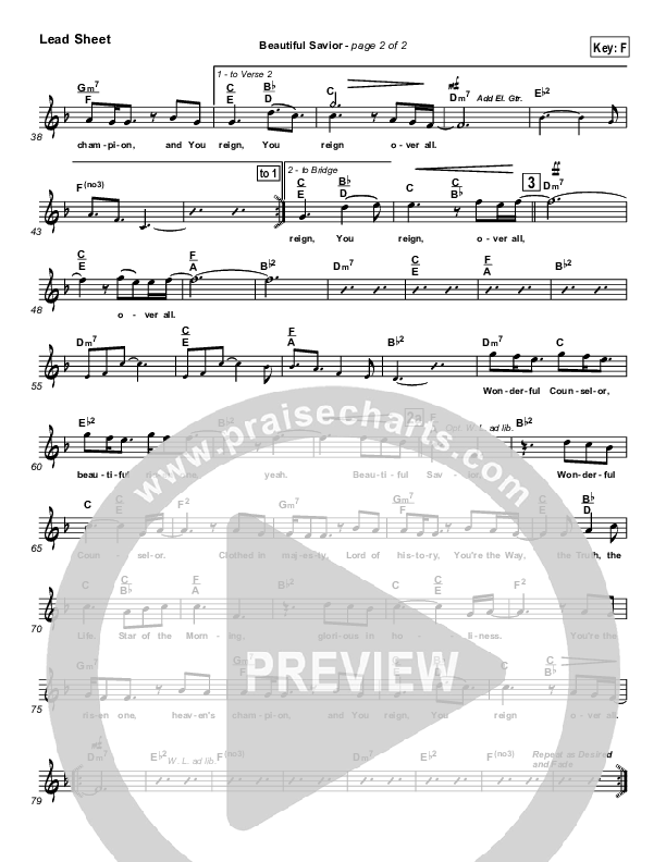 Beautiful Savior Lead Sheet (Tim Hughes)