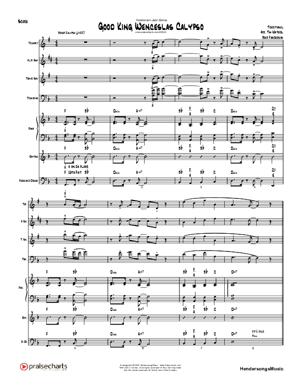 Good King Wenceslas Calypso (Instrumental) Conductor's Score (Brad Henderson)