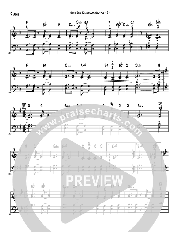 Good King Wenceslas Calypso (Instrumental) Piano Sheet (Brad Henderson)