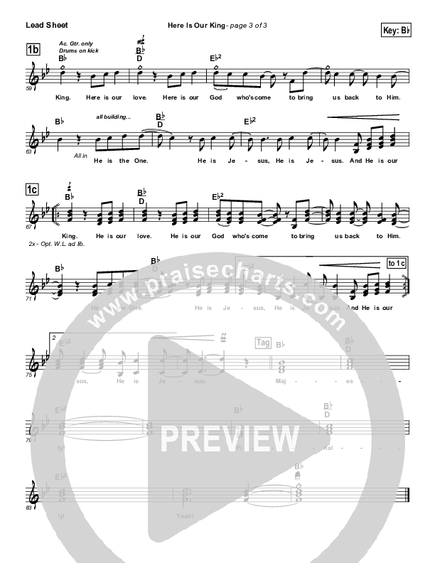 Here Is Our King Lead Sheet (SAT) (David Crowder / Passion)