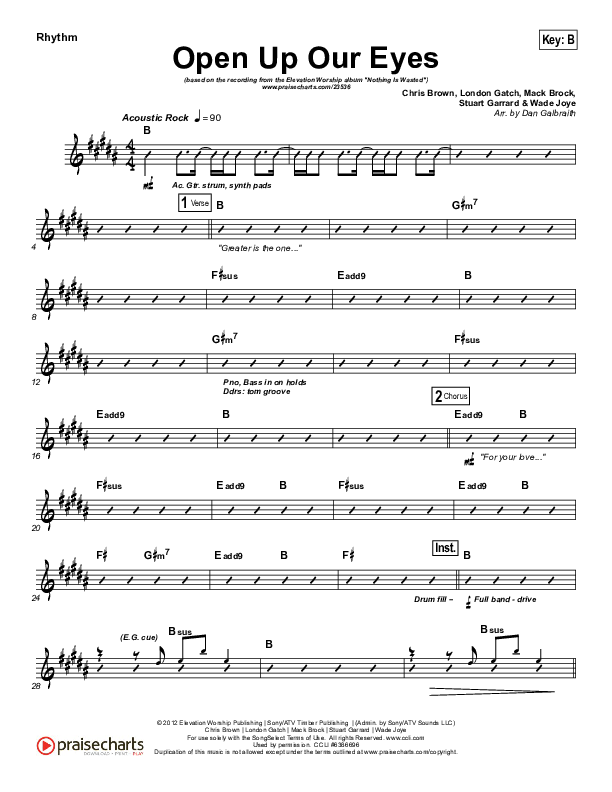 Open Up Our Eyes Rhythm Chart (Elevation Worship)