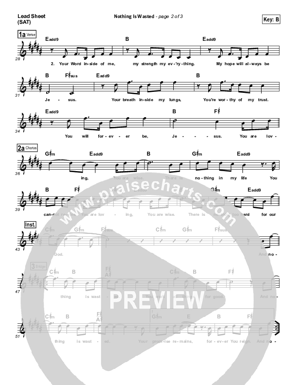 Nothing Is Wasted Piano/Vocal & Lead (Elevation Worship)