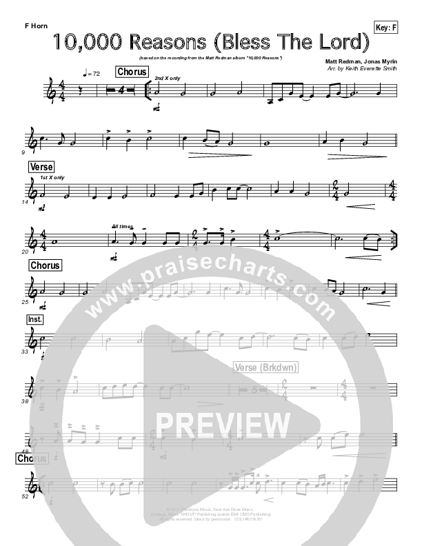 10,000 Reasons (Bless The Lord) (Instrumental) French Horn (Keith Everette Smith)