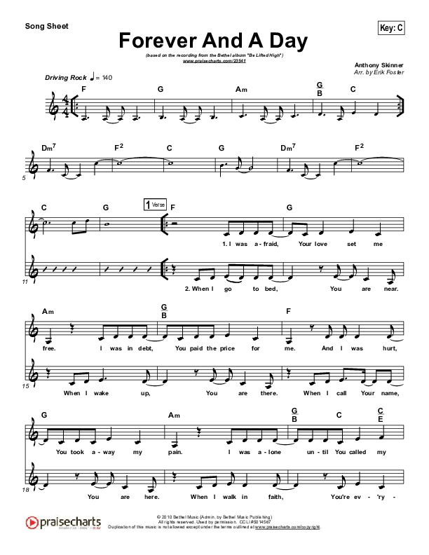 Forever And A Day Lead Sheet (Bethel Music)