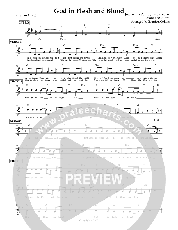 God In Flesh And Blood Rhythm Chart (Travis Ryan)