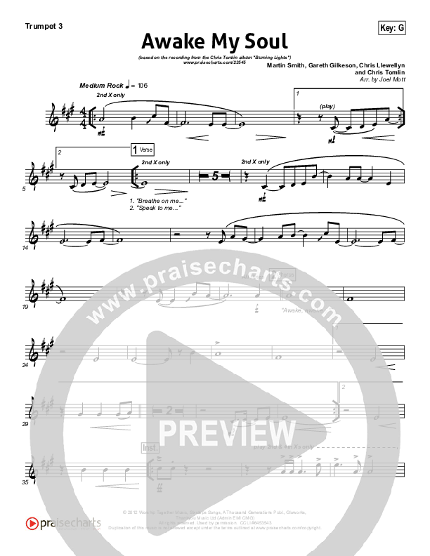 Awake My Soul Trumpet 3 (Chris Tomlin)