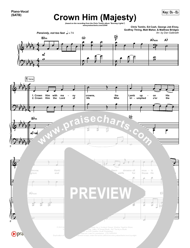 Crown Him (Majesty) Sheet Music PDF (Chris Tomlin) PraiseCharts