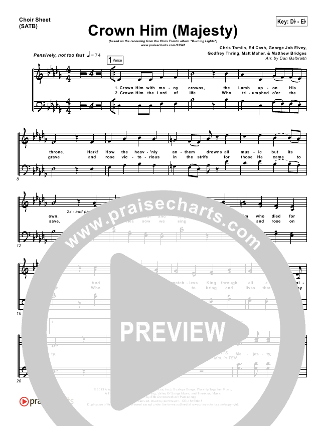 Crown Him (Majesty) Sheet Music PDF (Chris Tomlin) PraiseCharts