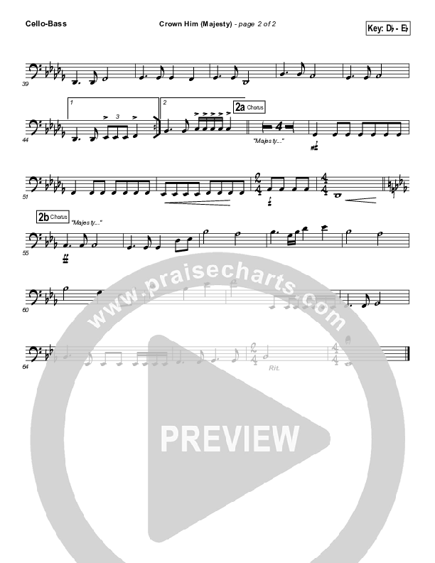 Crown Him (Majesty) Cello/Bass (Chris Tomlin)