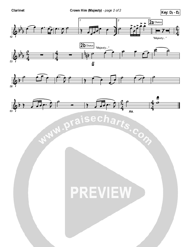 Crown Him (Majesty) Clarinet (Chris Tomlin)