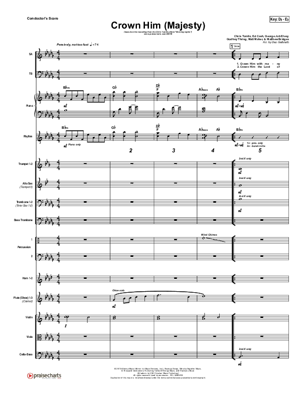 Crown Him (Majesty) Conductor's Score (Chris Tomlin)