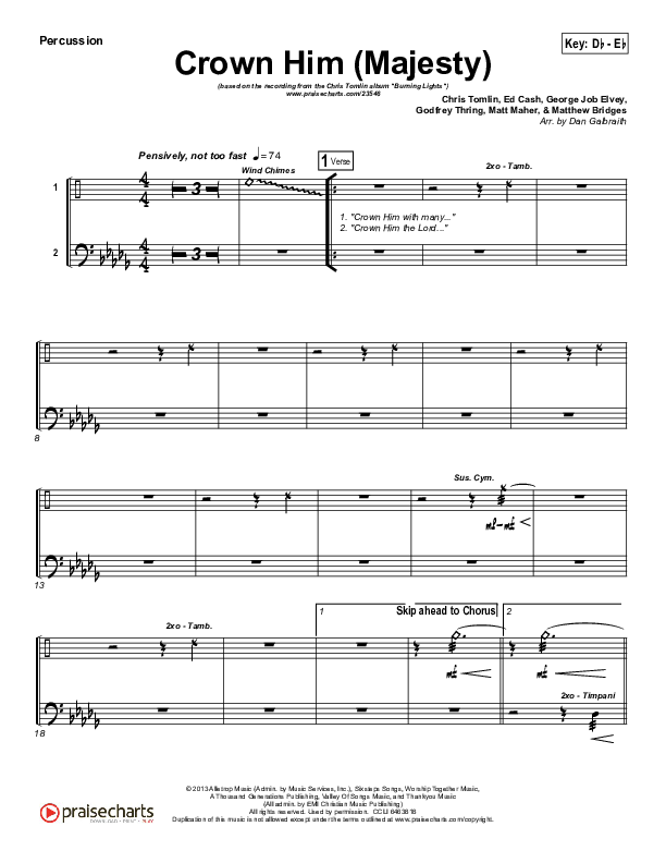 Crown Him (Majesty) Percussion (Chris Tomlin)
