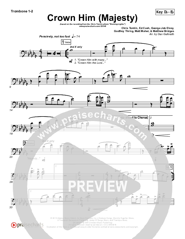 Crown Him (Majesty) Trombone 1/2 (Chris Tomlin)