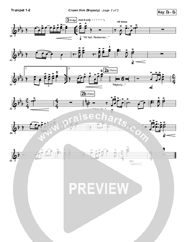 Crown Him (Majesty) Trumpet 1,2 (Chris Tomlin)