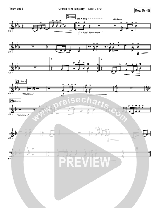 Crown Him (Majesty) Trumpet 3 (Chris Tomlin)