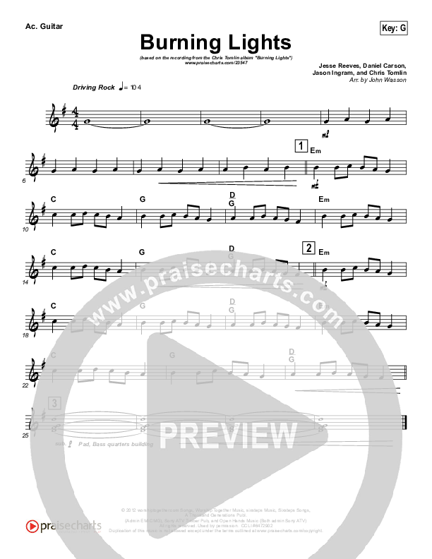Burning Lights (Instrumental) Acoustic Guitar (Chris Tomlin)