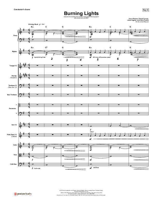 Burning Lights (Instrumental) Conductor's Score (Chris Tomlin)