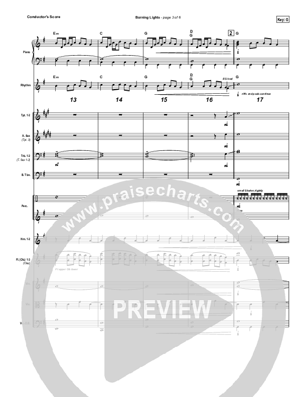 Burning Lights (Instrumental) Conductor's Score (Chris Tomlin)