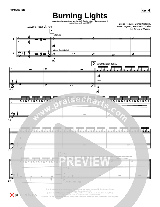 Burning Lights (Instrumental) Percussion (Chris Tomlin)