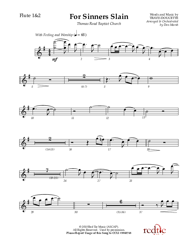 For Sinners Slain Flute 1/2 (Red Tie Music)