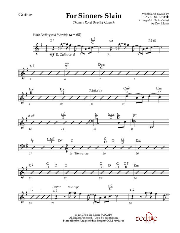 For Sinners Slain Guitar (Red Tie Music)