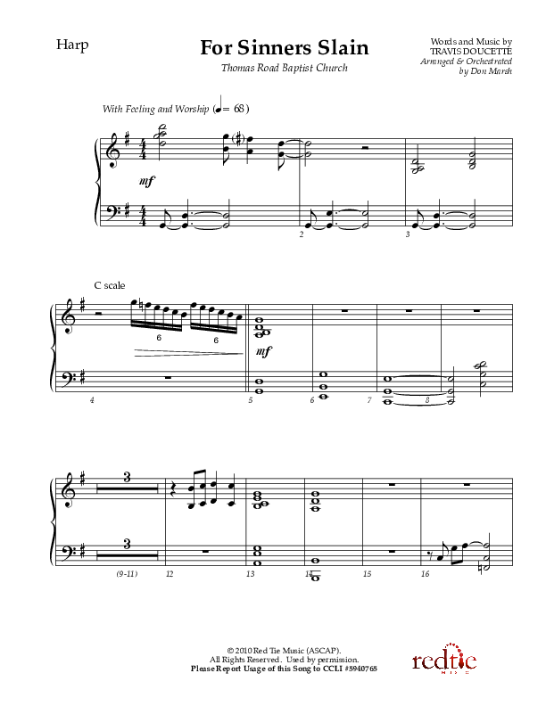 For Sinners Slain Harp (Red Tie Music)
