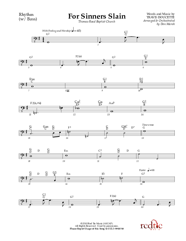 For Sinners Slain Rhythm Chart (Red Tie Music)