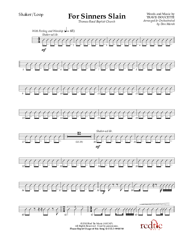 For Sinners Slain Shaker (Red Tie Music)