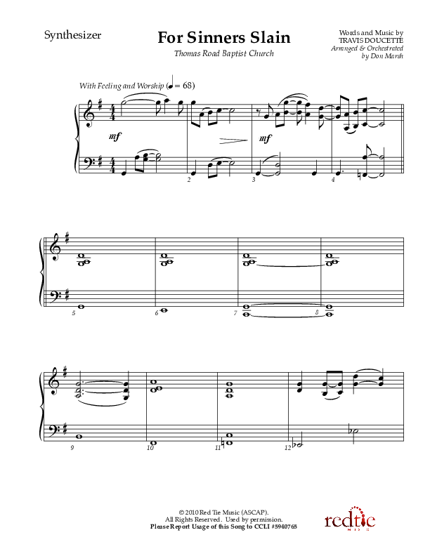 For Sinners Slain Synth (Red Tie Music)