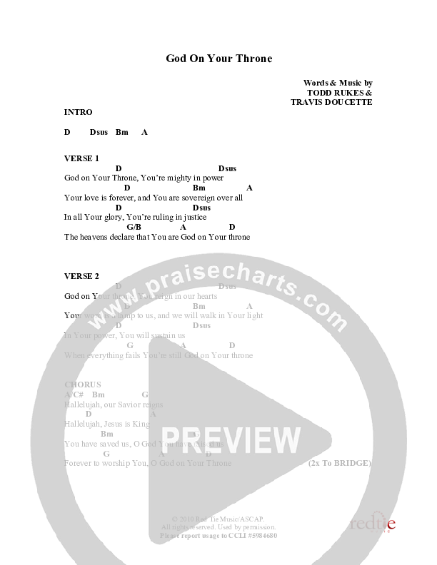God On Your Throne Chords & Lyrics (Exodus)