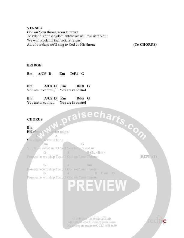 God On Your Throne Chords & Lyrics (Exodus)