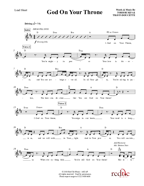 God On Your Throne Lead Sheet (Exodus)