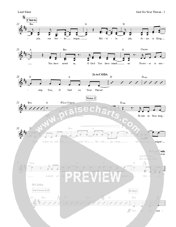 God On Your Throne Lead Sheet (Exodus)