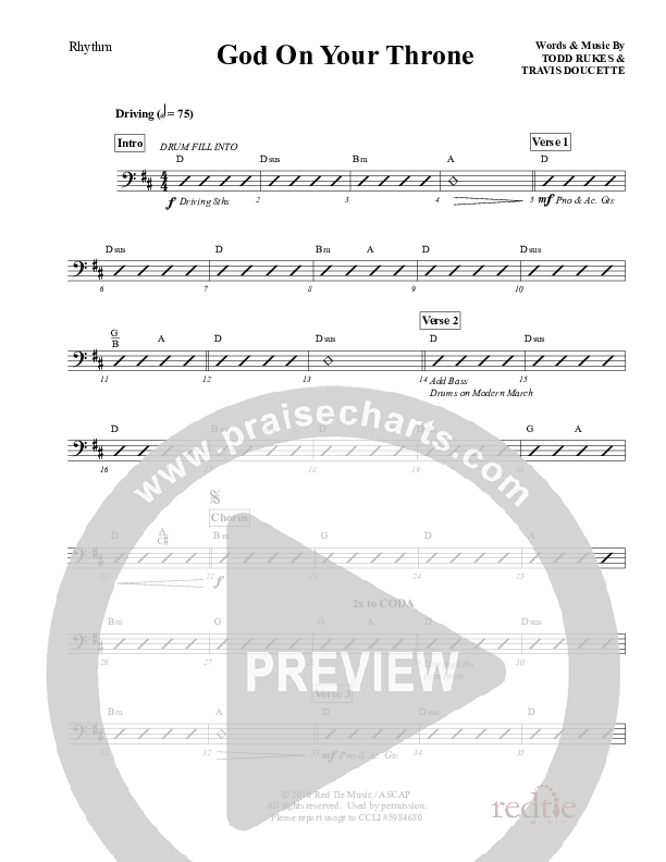 God On Your Throne Rhythm Chart (Exodus)